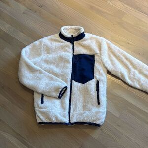 Telluride Clothing Company Navy & Cream Zip Up Sherpa Jacket Size 10/12